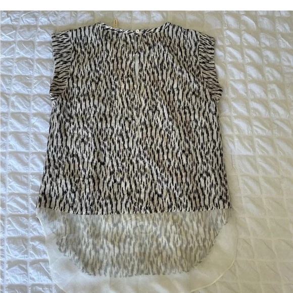 Rebecca Taylor Mirage silk  Black and beige Sleeveless Cut Out Blouse - Picture 5 of 12